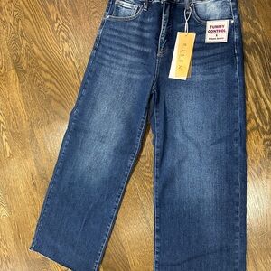 Risen Women's Tummy Control Classic Denim Wide Leg Jeans
